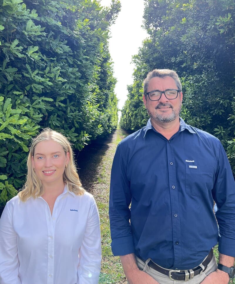 Stephen Hamilton (right) Rabobank’s new senior rural manager in Bundaberg with Rabobank rural officer Emma Price