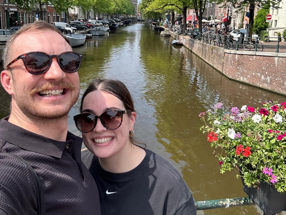 Tayla and her husband taking in the sights of the Netherlands