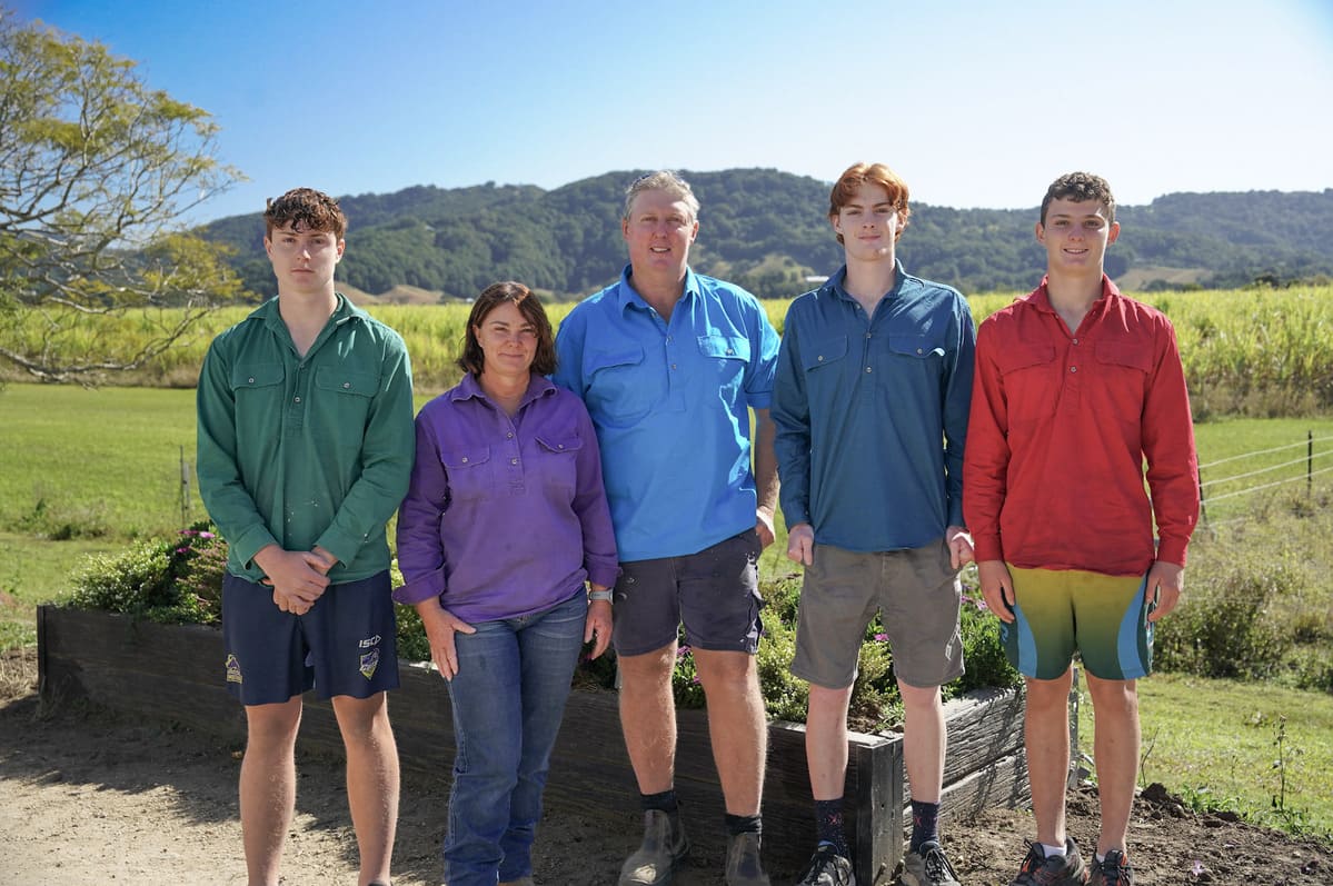 Scott and Amanda Monaghan with sons, Josh, Riley and Liam. 