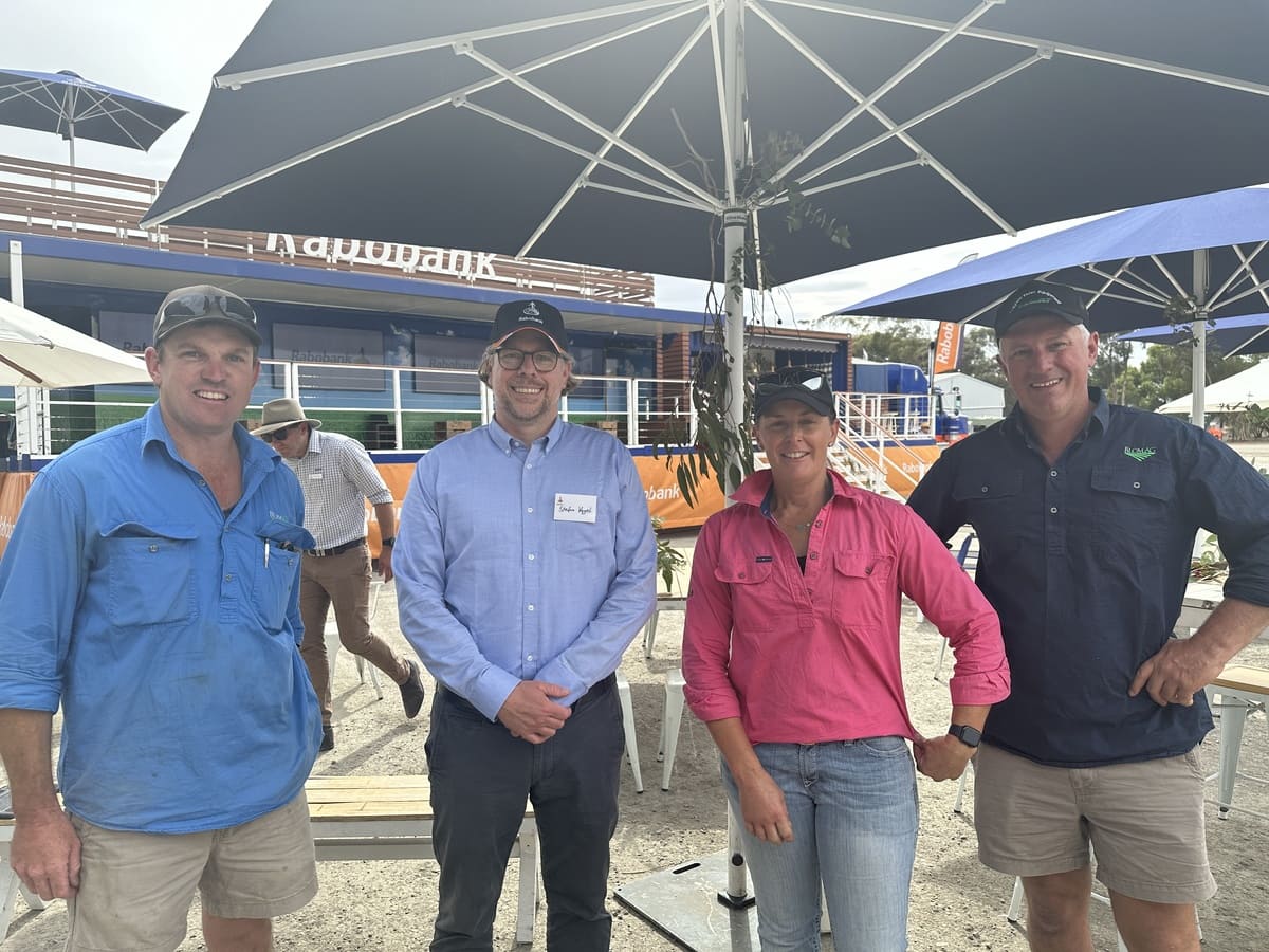 Matt McQualter, Stefan Vogel, Leanne and Chris with The Rabo Truck on-farm.